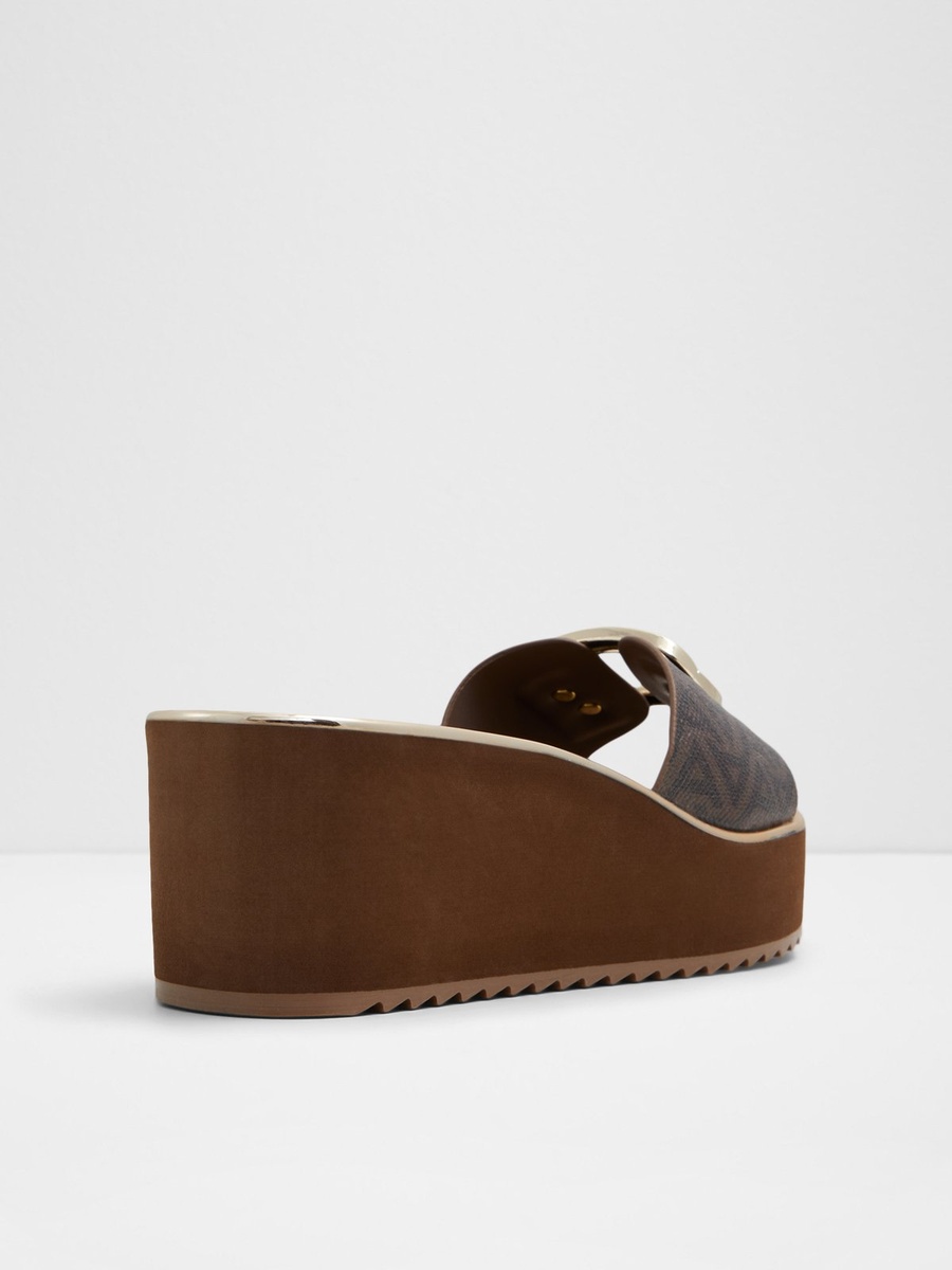 Women Brown Monogram Flat Platform Sandals