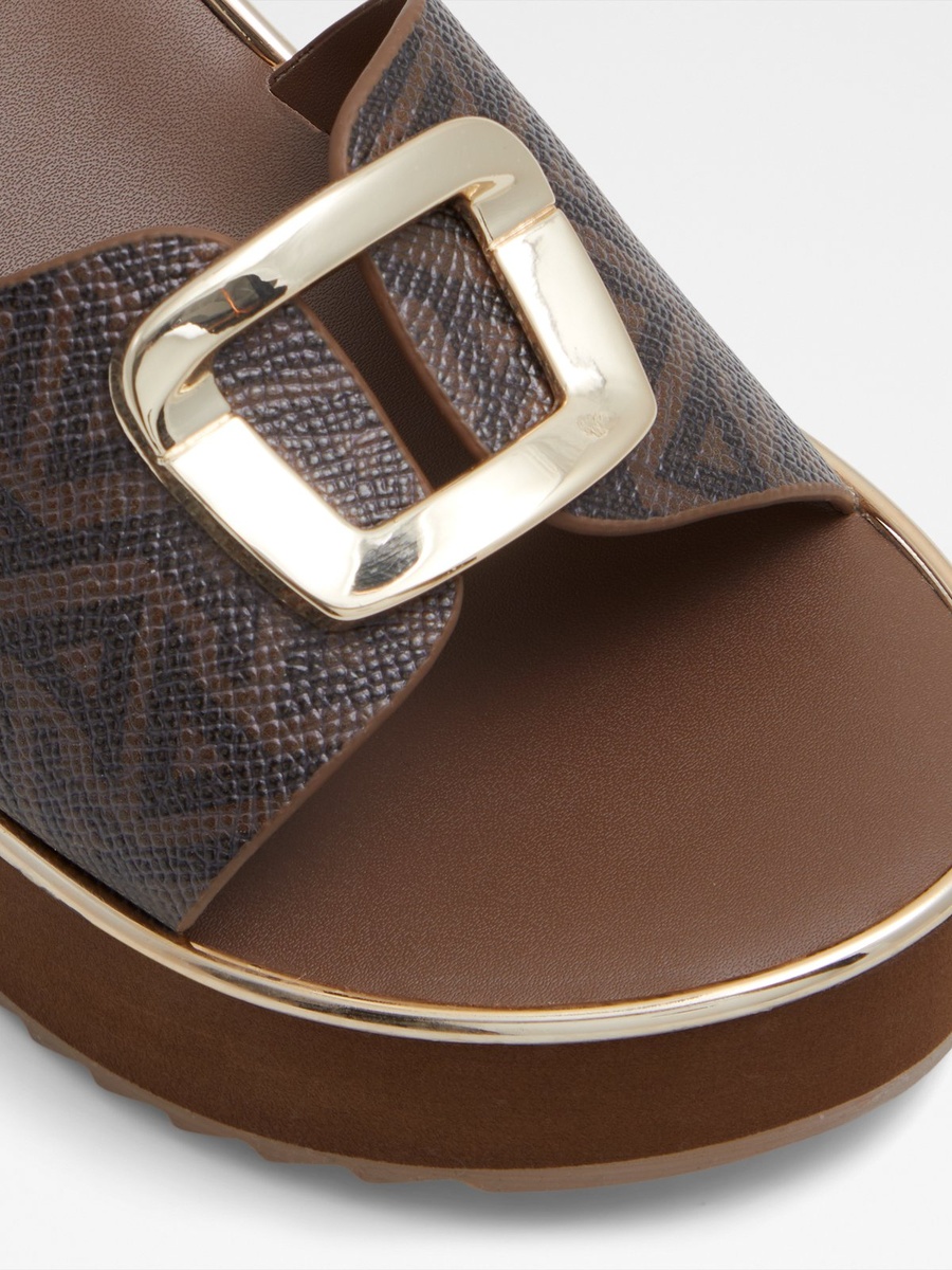 Women Brown Monogram Flat Platform Sandals