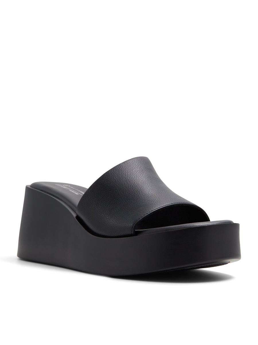 Women Black Platform Slide Sandals