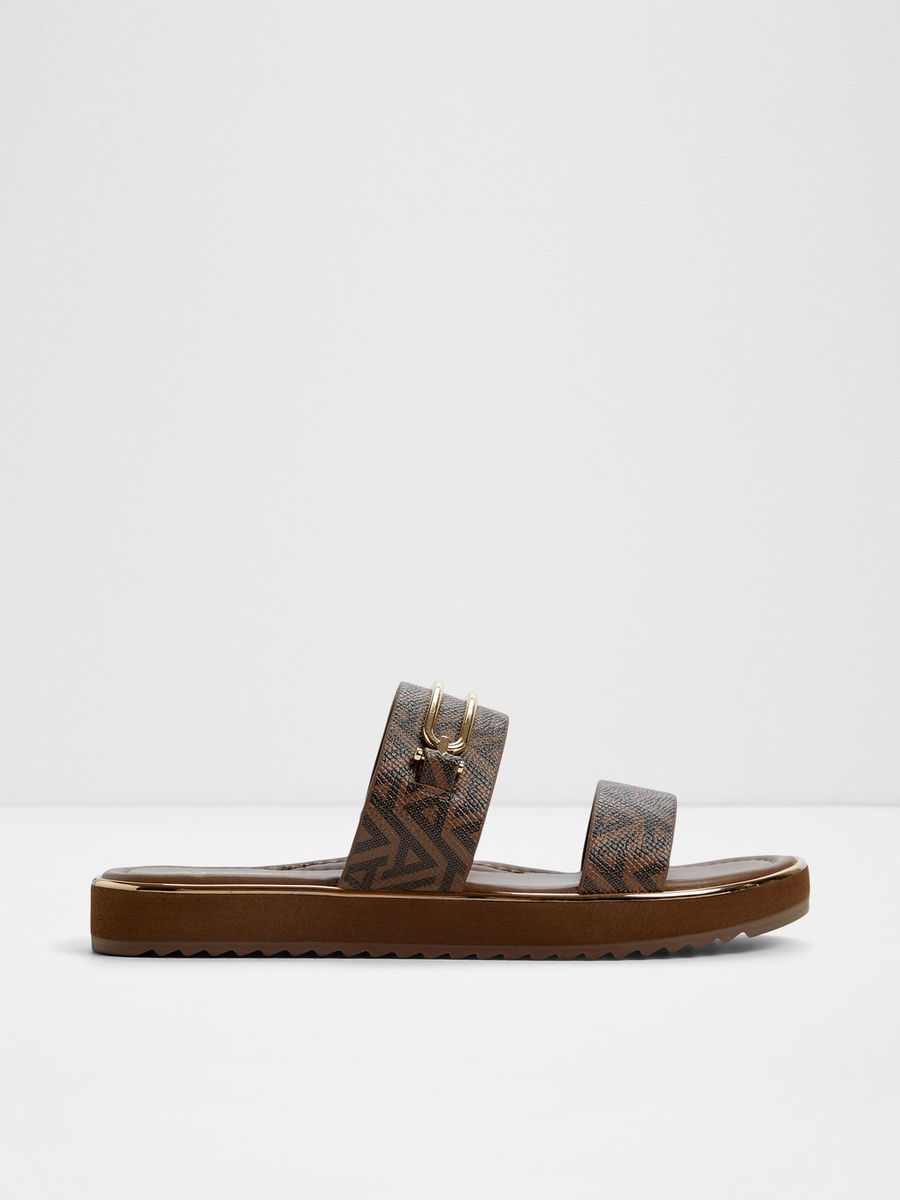 Women Grey Flat Patterned Strap Sandals