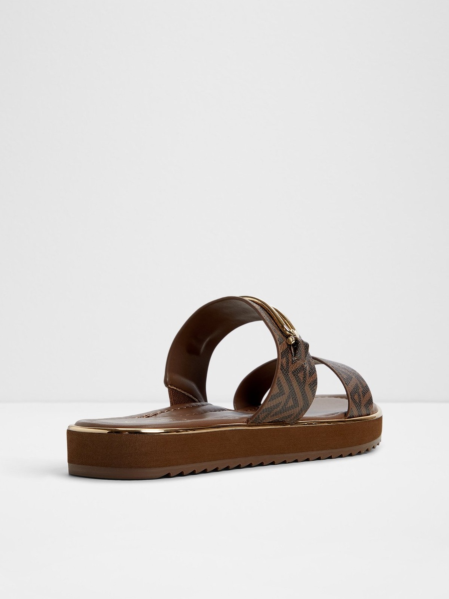 Women Grey Flat Patterned Strap Sandals