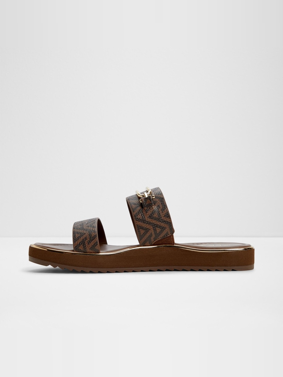 Women Grey Flat Patterned Strap Sandals