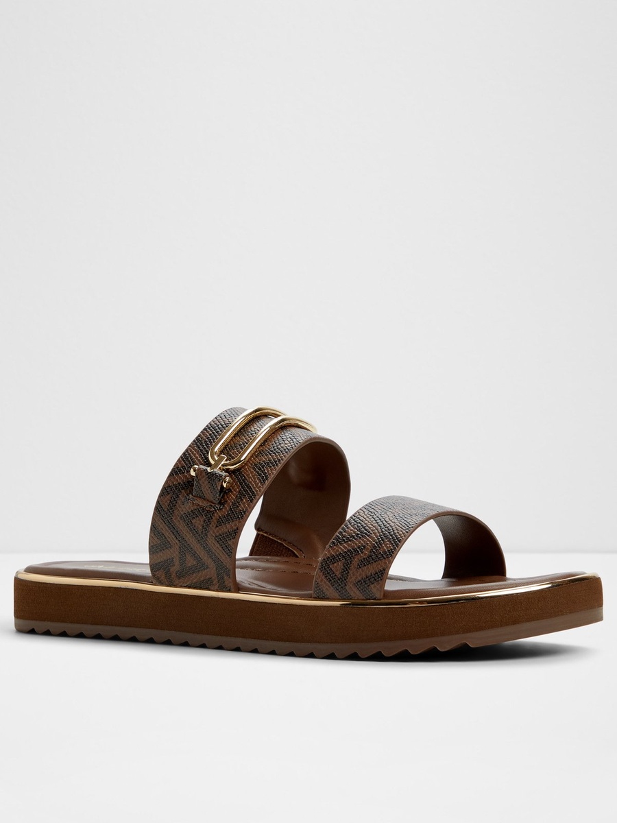 Women Grey Flat Patterned Strap Sandals