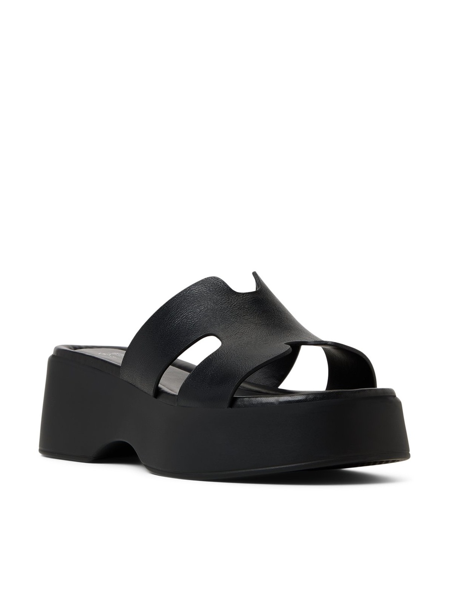 Women Black Platform Flat Sandals