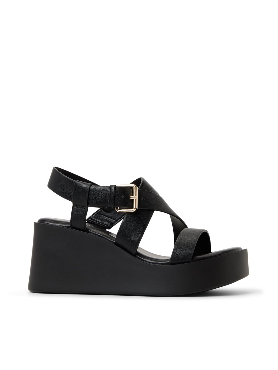 Women Black Platform Wedge Sandals