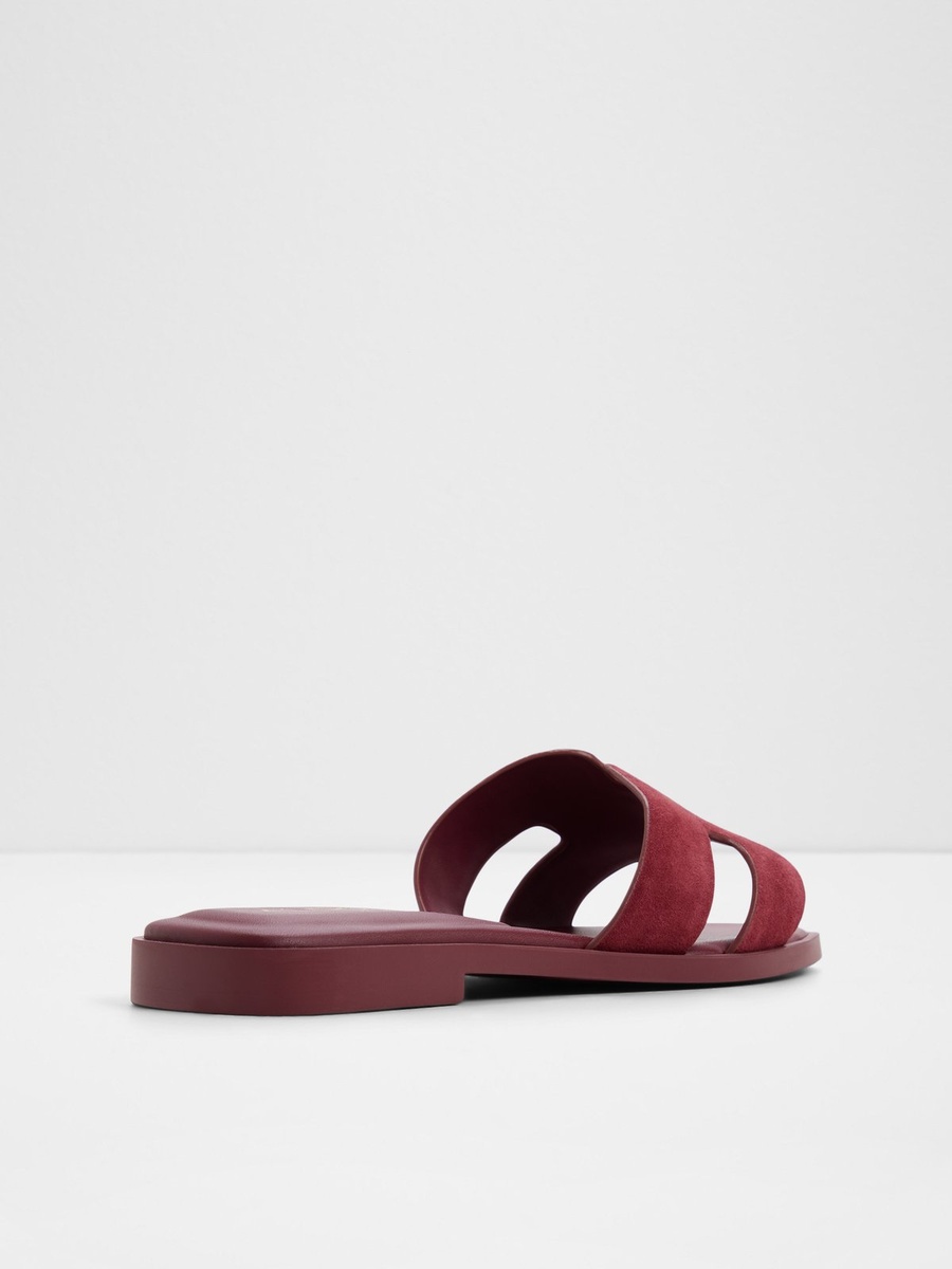 Women Burgundy Suede Flat Sandals