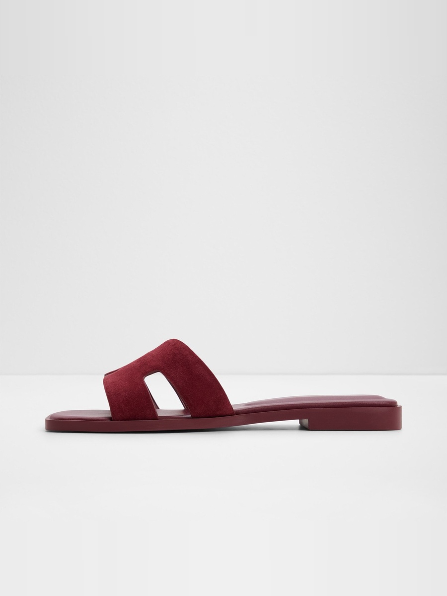 Women Burgundy Suede Flat Sandals