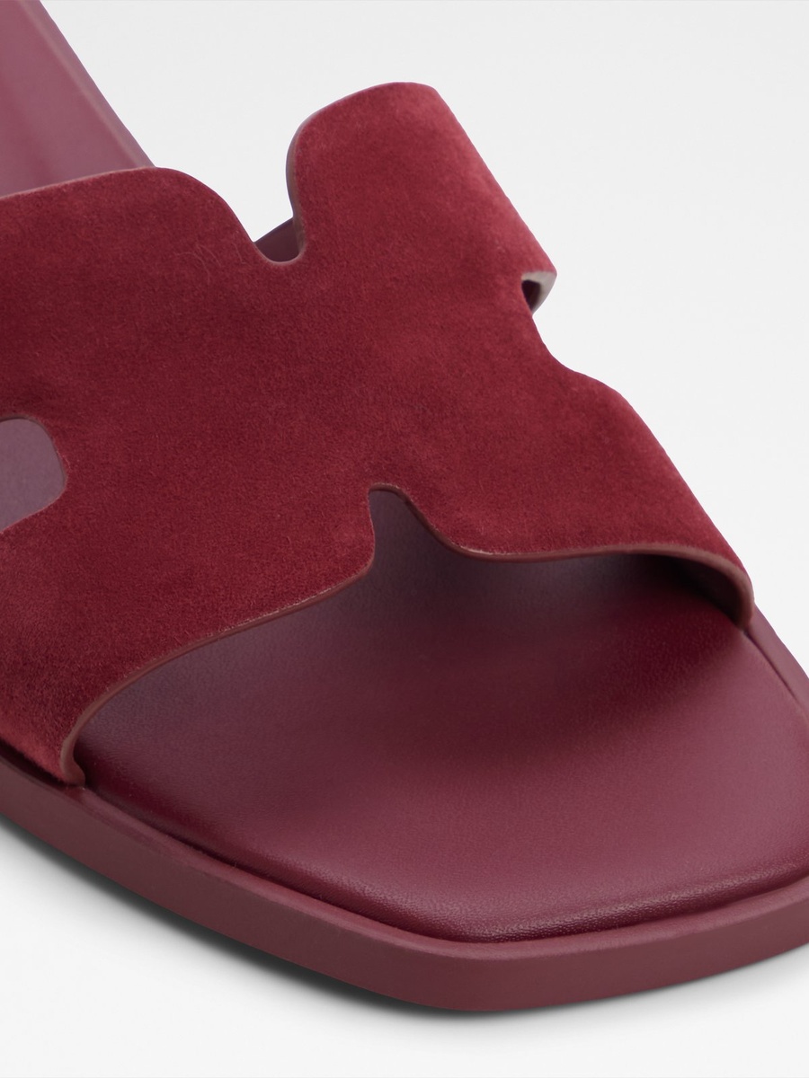 Women Burgundy Suede Flat Sandals