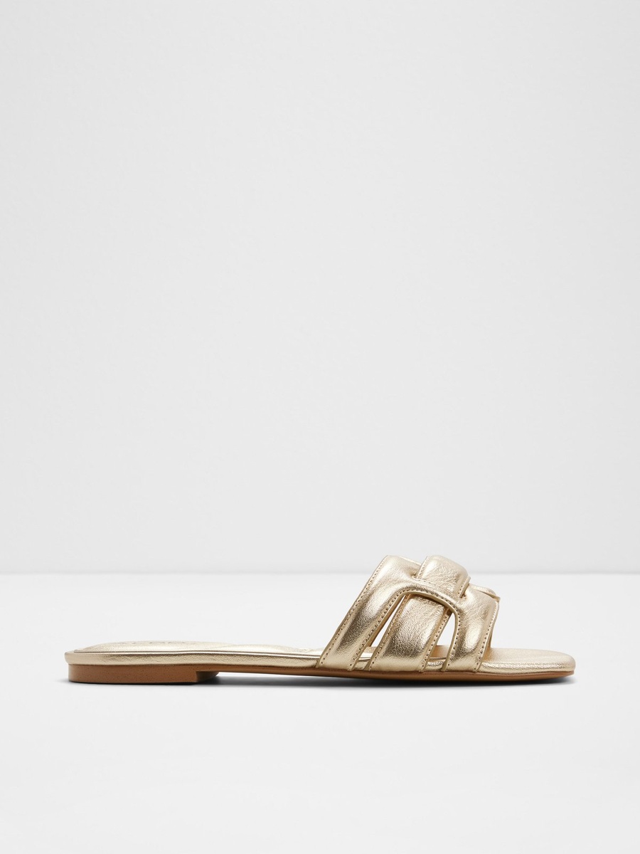 Women Metallic Gold Knotted Flat Sandals