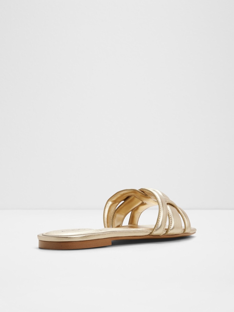Women Metallic Gold Knotted Flat Sandals