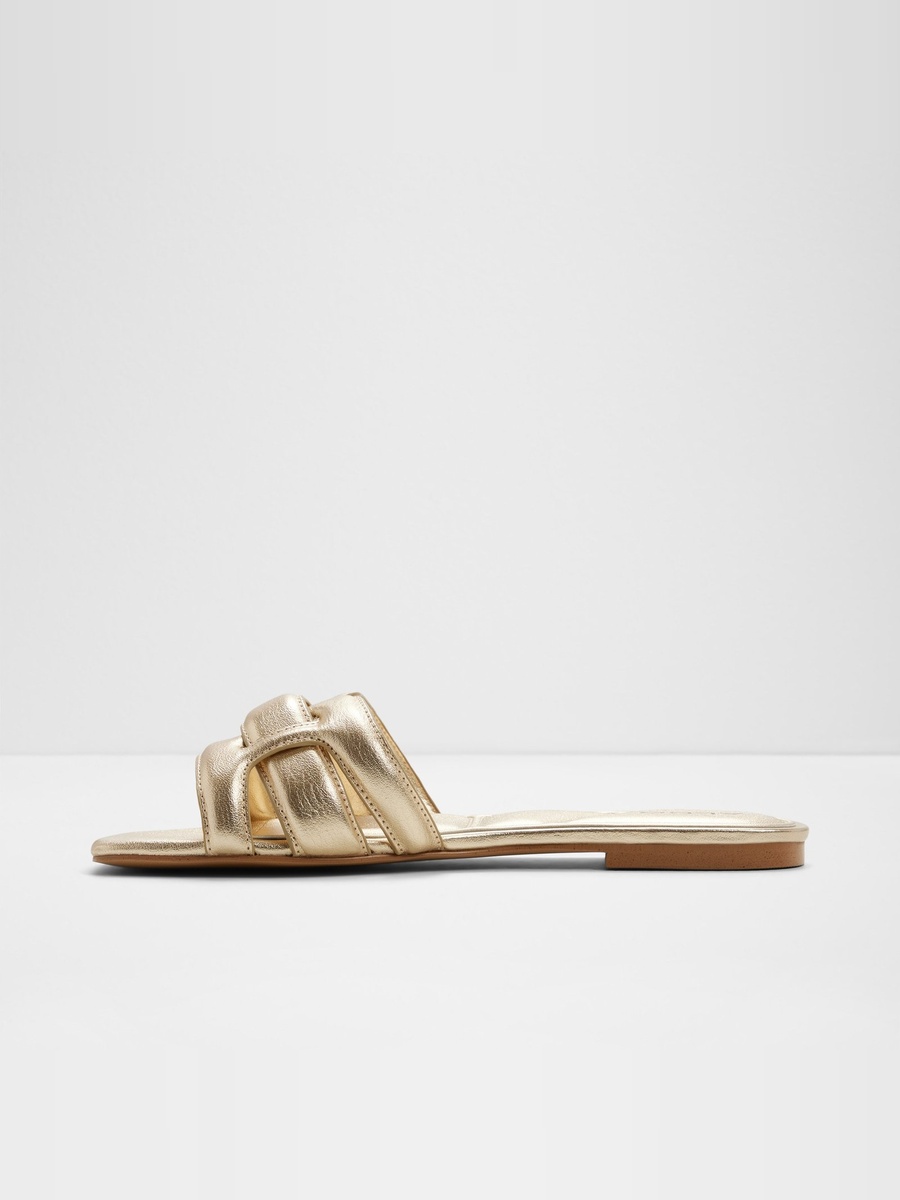 Women Metallic Gold Knotted Flat Sandals