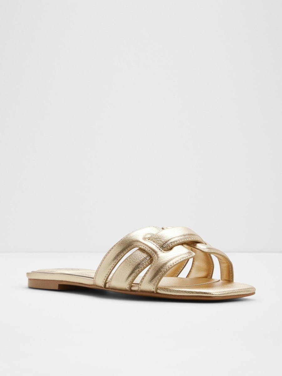 Women Metallic Gold Knotted Flat Sandals