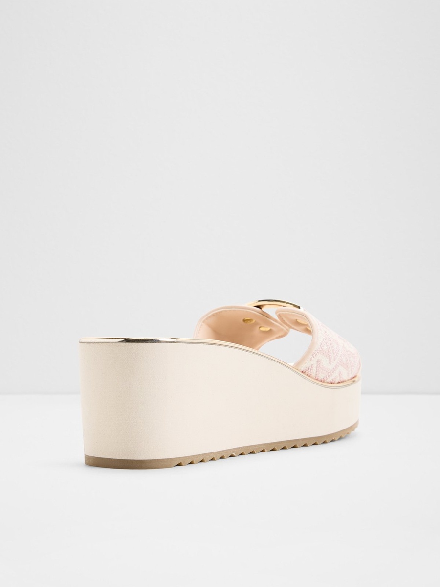Light Pink Patterned Platform Flat Sandals