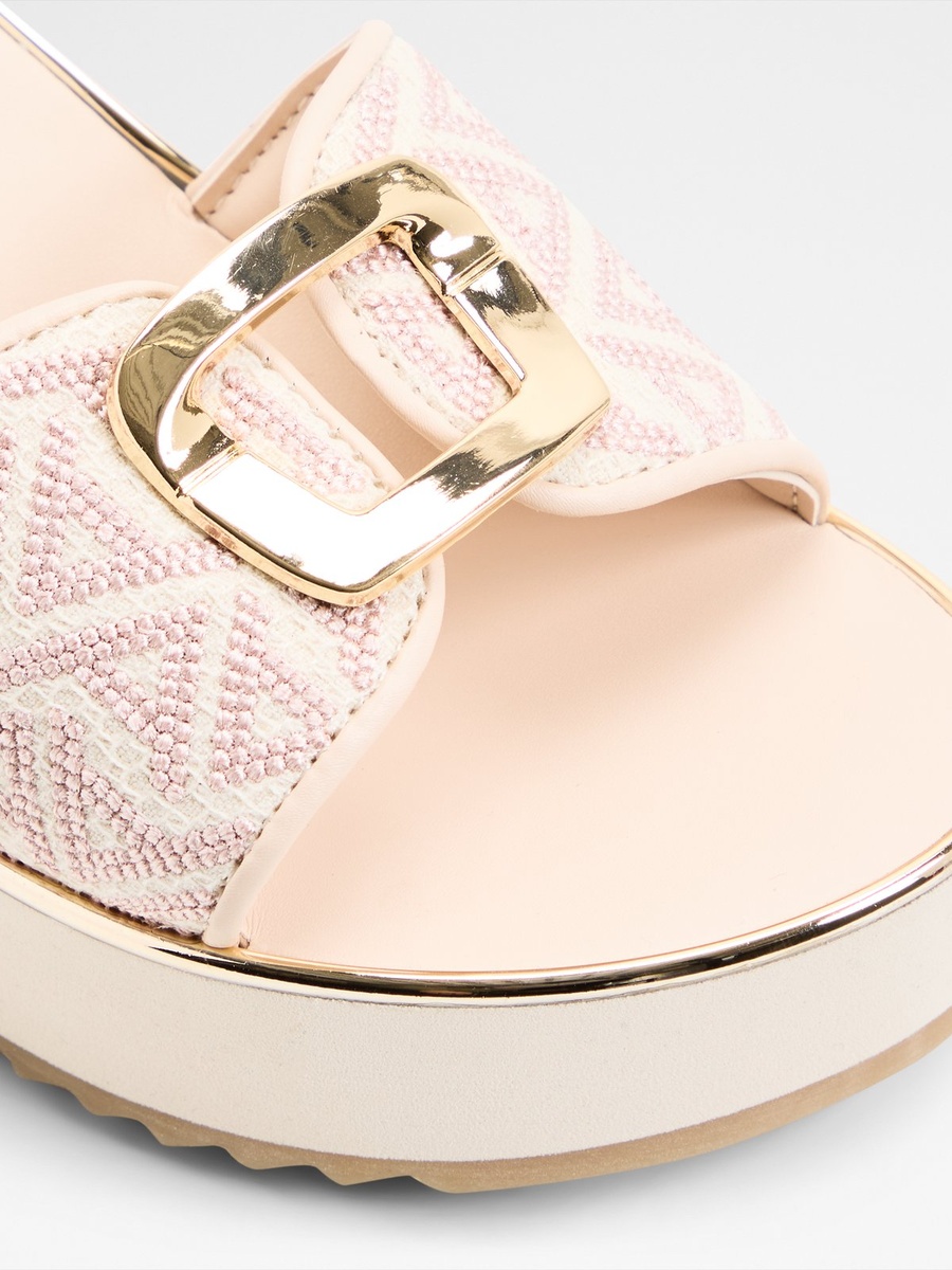Light Pink Patterned Platform Flat Sandals