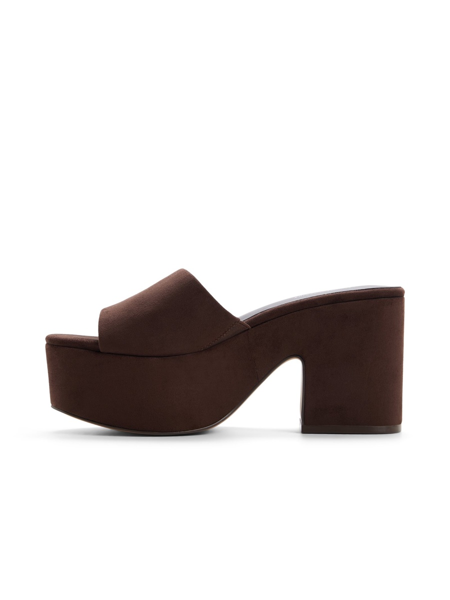 Women Coffee Brown Platform Mules