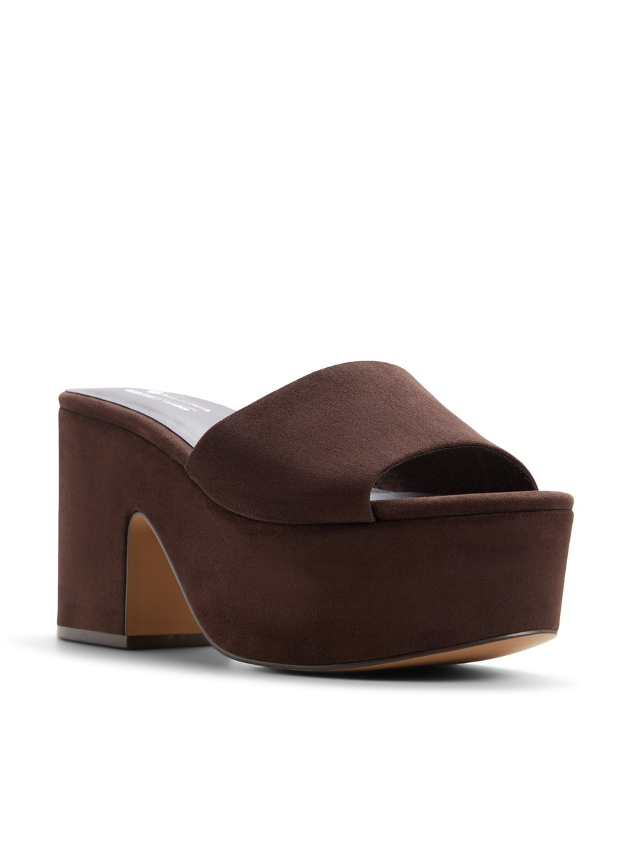 Women Coffee Brown Platform Mules