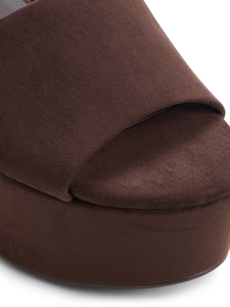 Women Coffee Brown Platform Mules