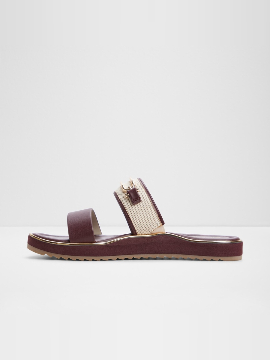 Women Burgundy Comfort Flat Sandals