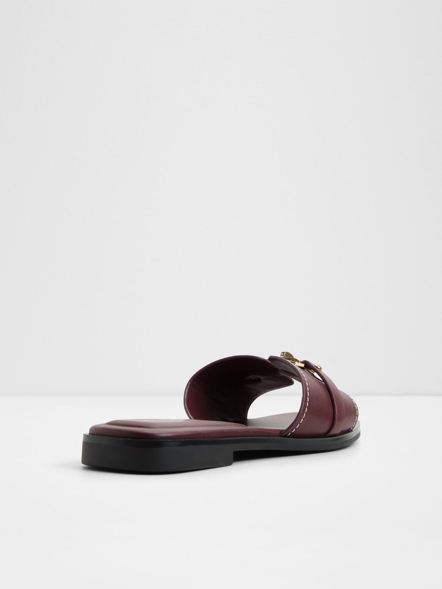 Women Burgundy Flat Sandals with Embellishment