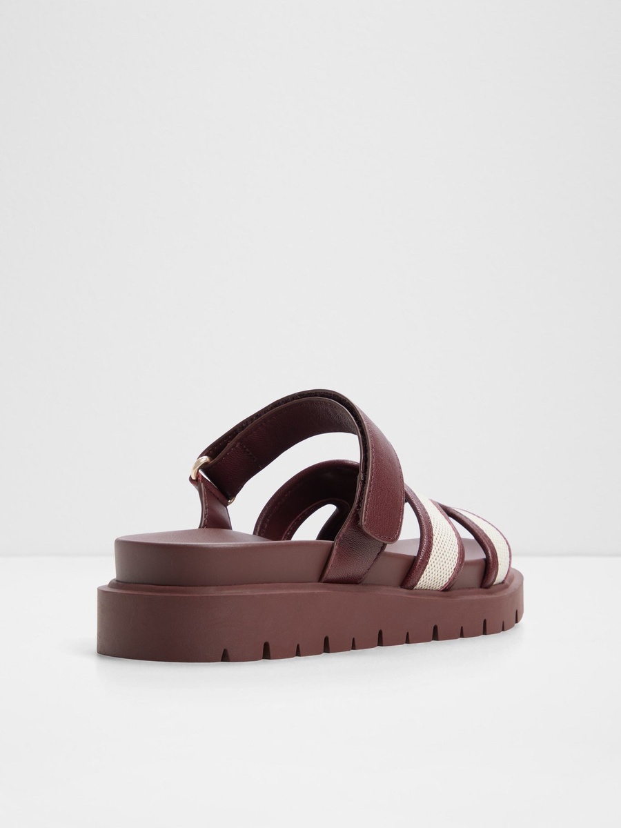 Women Burgundy Comfort Flat Sandals