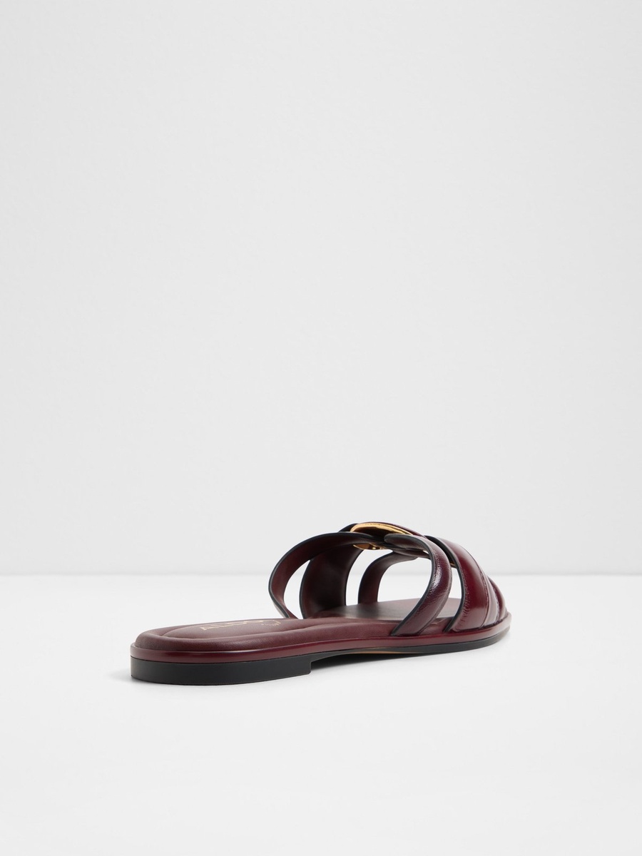 Women Burgundy Knot-Detail Flat Sandals