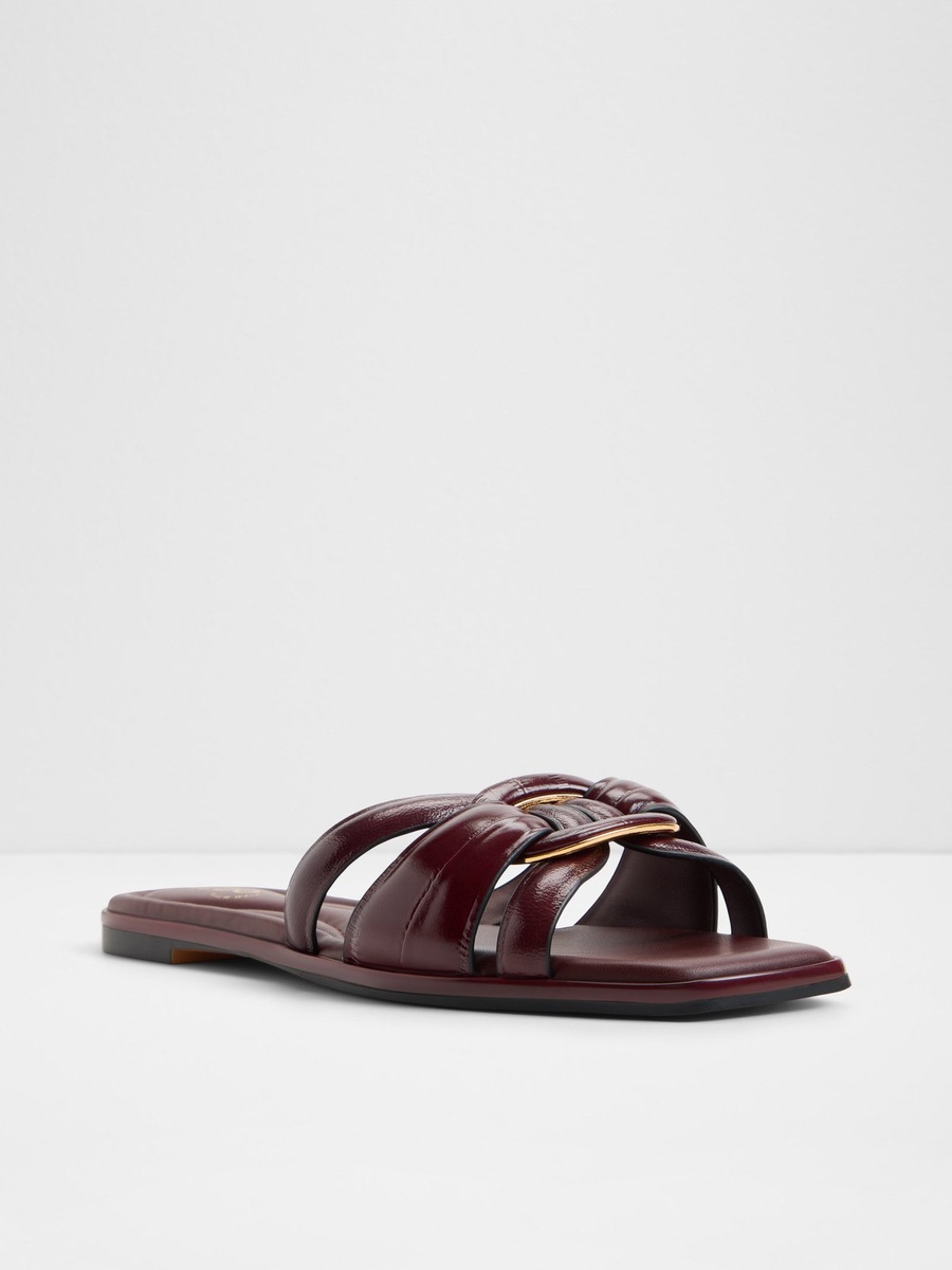 Women Burgundy Knot-Detail Flat Sandals
