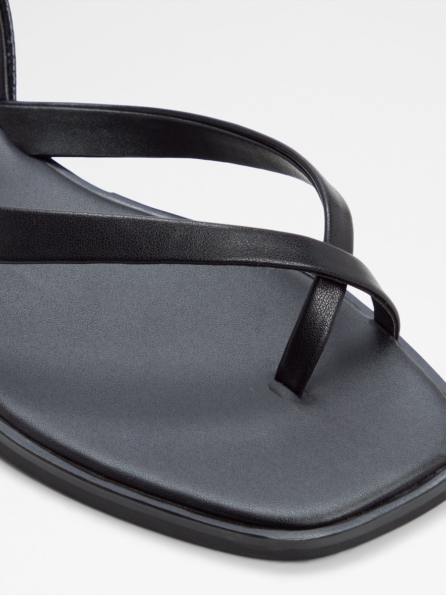 Black Flat Ankle-Strap Sandals