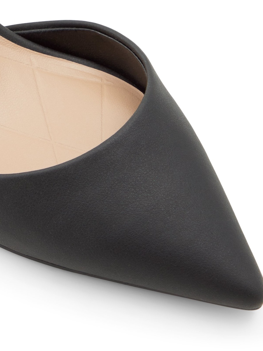 Women Black Pointed Toe Kitten Heel Slingback Shoes
