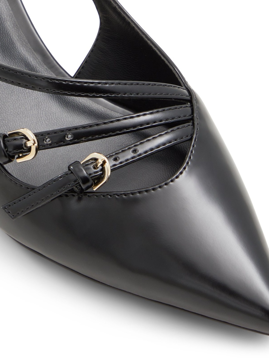 Women Black Pointed Toe Slingback Flats