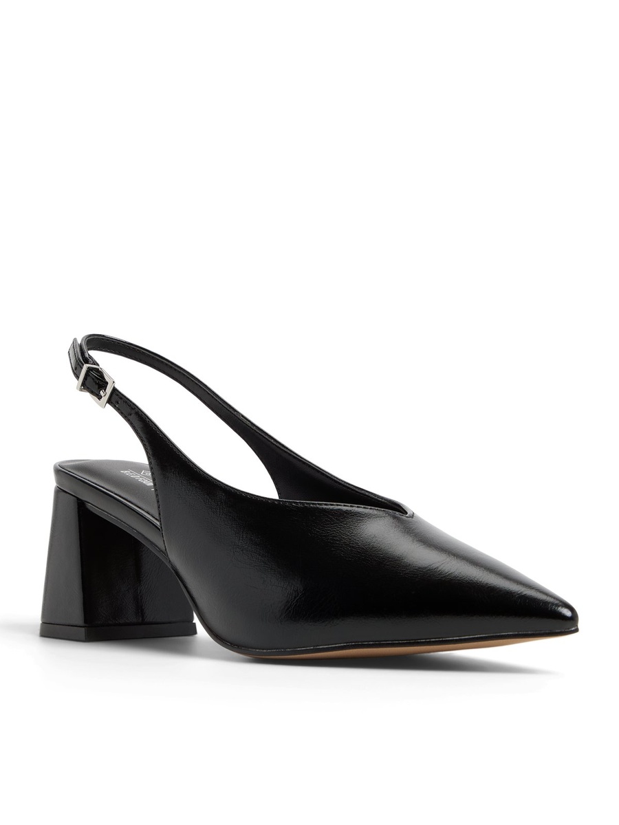 Women Black Pointed Toe Slingback Flats