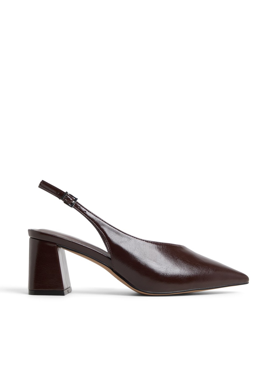 Women Coffee Brown Pointed Toe Slingback Flats