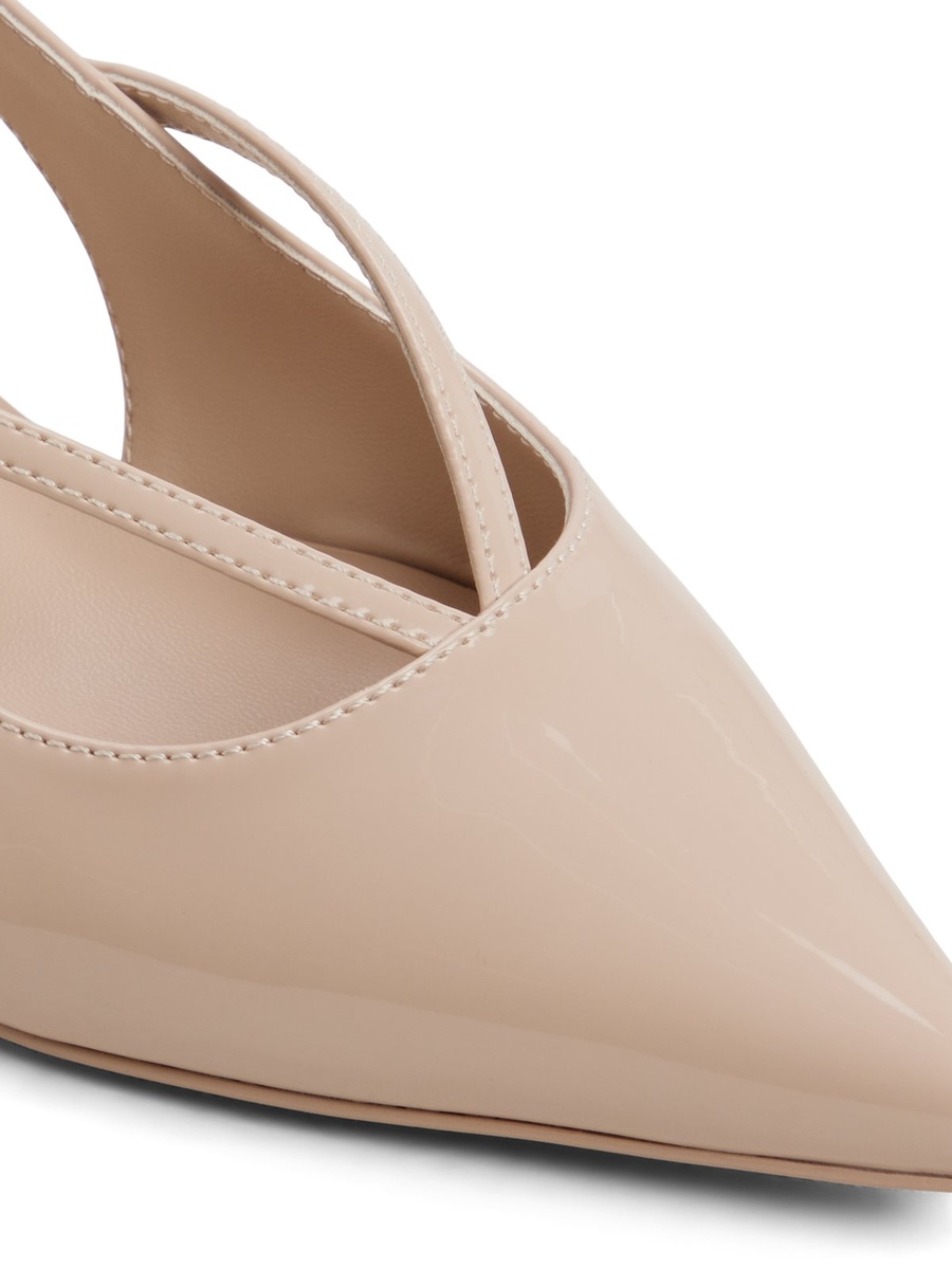 Beige Pointed-Toe Slingback Kitten Heels