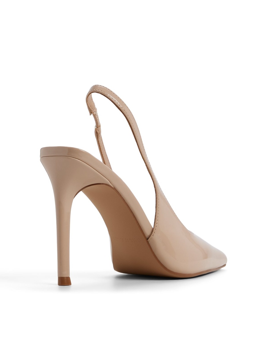 Women Beige Pointed Toe Slingback Flats
