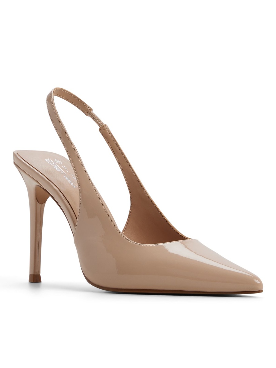Women Beige Pointed Toe Slingback Flats