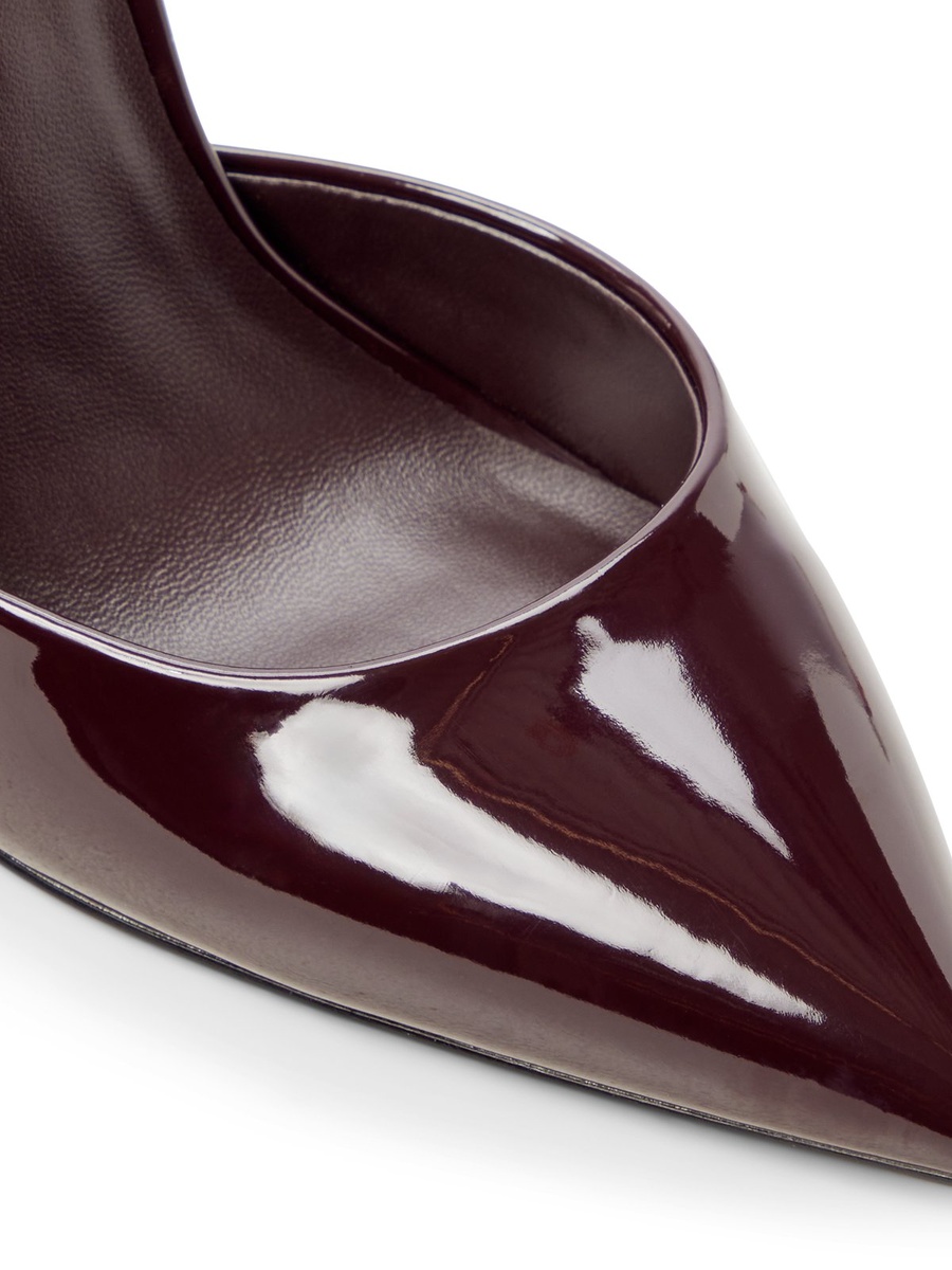 Women Burgundy Patent Pointed Toe Ankle Strap Heels