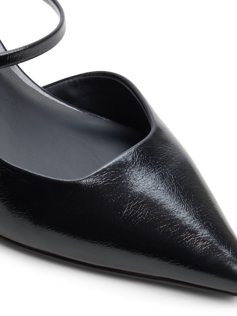 Women Black Pointed Toe Slingback Kitten Heel Pumps