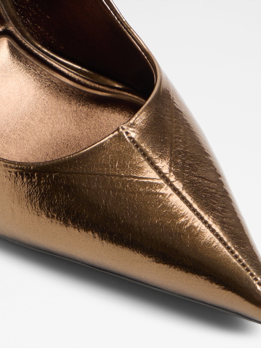 Bronze Metallic Pointed-Toe Flats