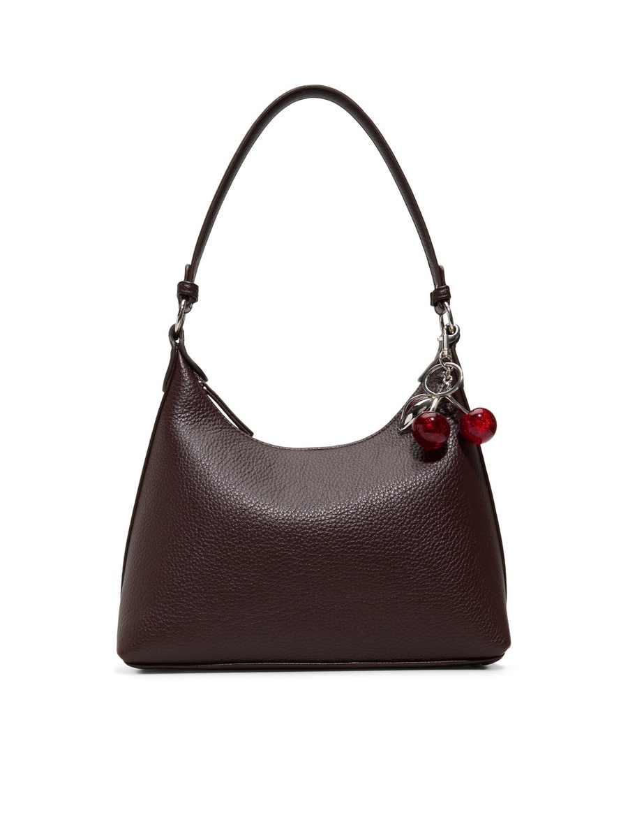 Brown Shoulder Bag with Cherry Charm