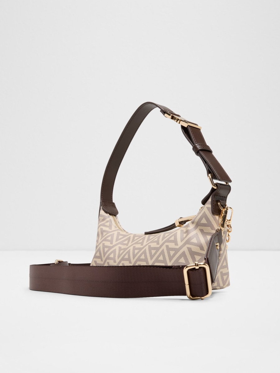 Geometric Print Shoulder Bag with Chain Detail