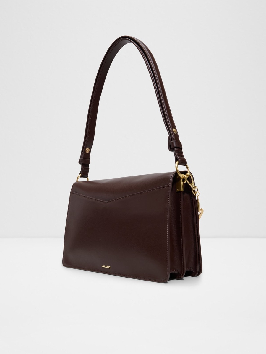 Brown Shoulder Bag with Gold Chain Detail
