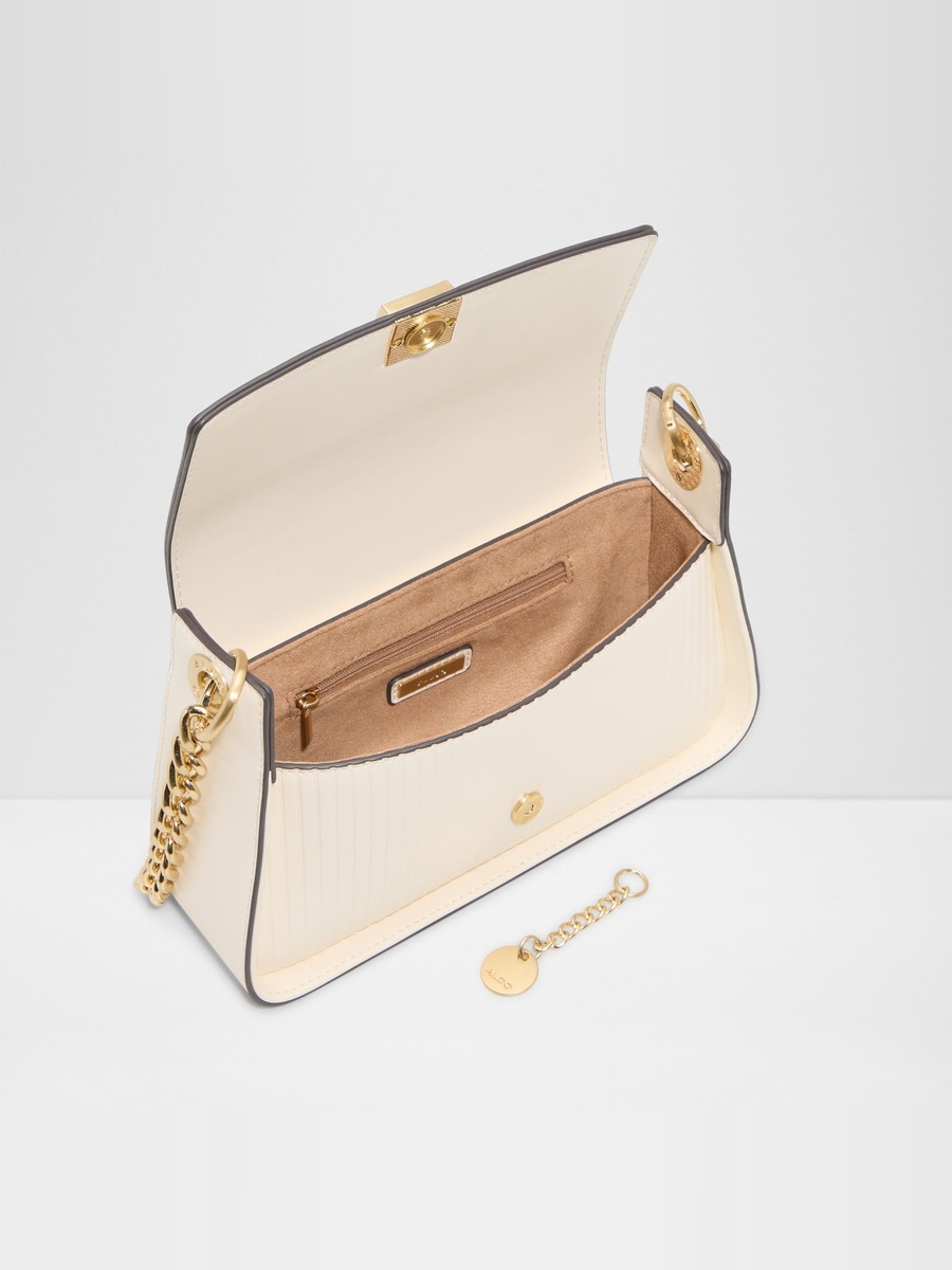 Beige Shoulder Bag with Gold Chain