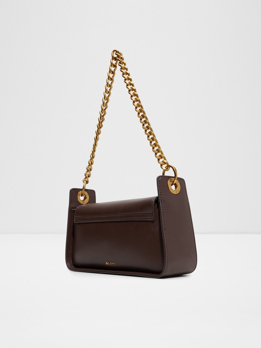 Brown Shoulder Bag with Gold Chain