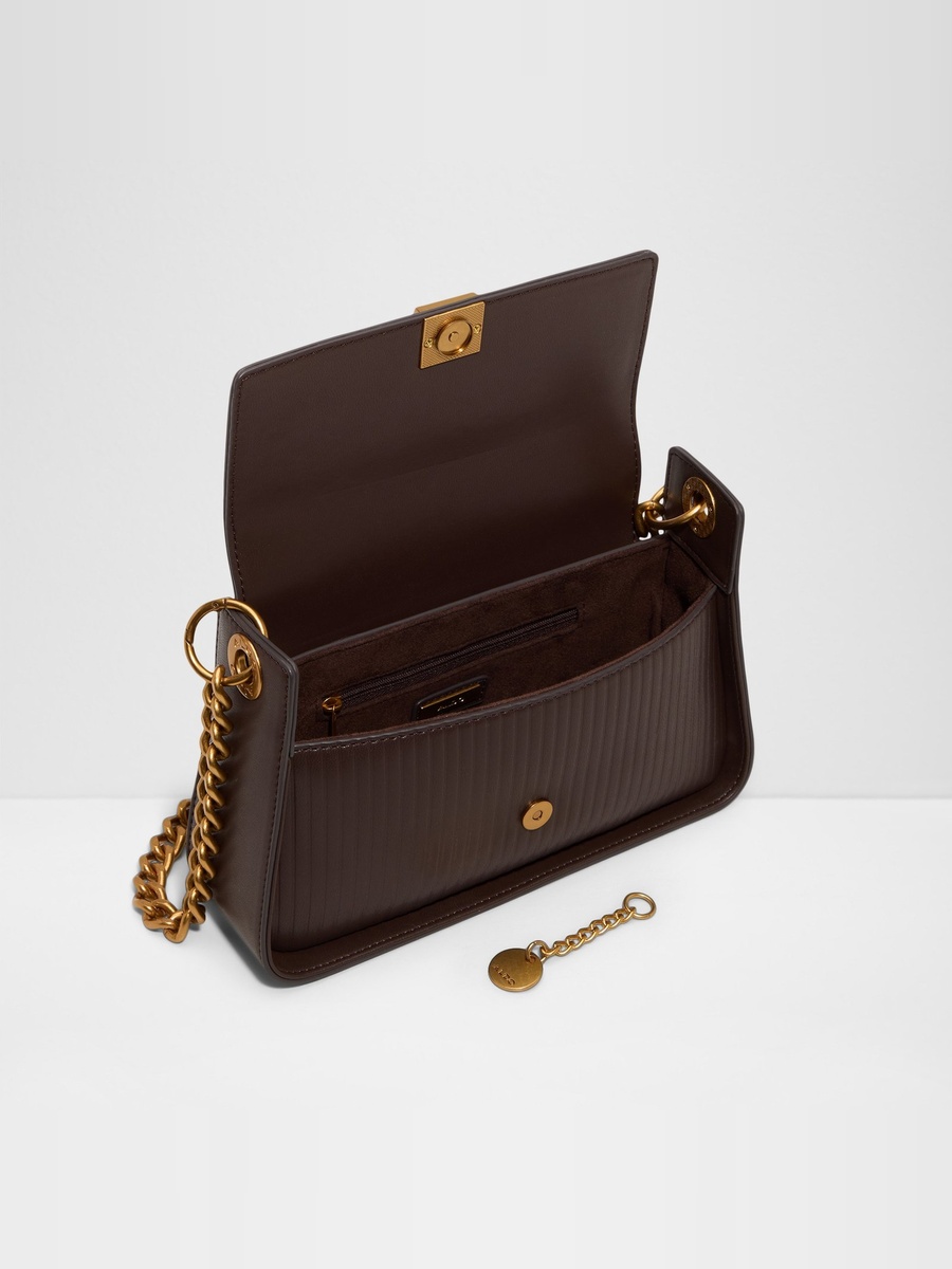 Brown Shoulder Bag with Gold Chain