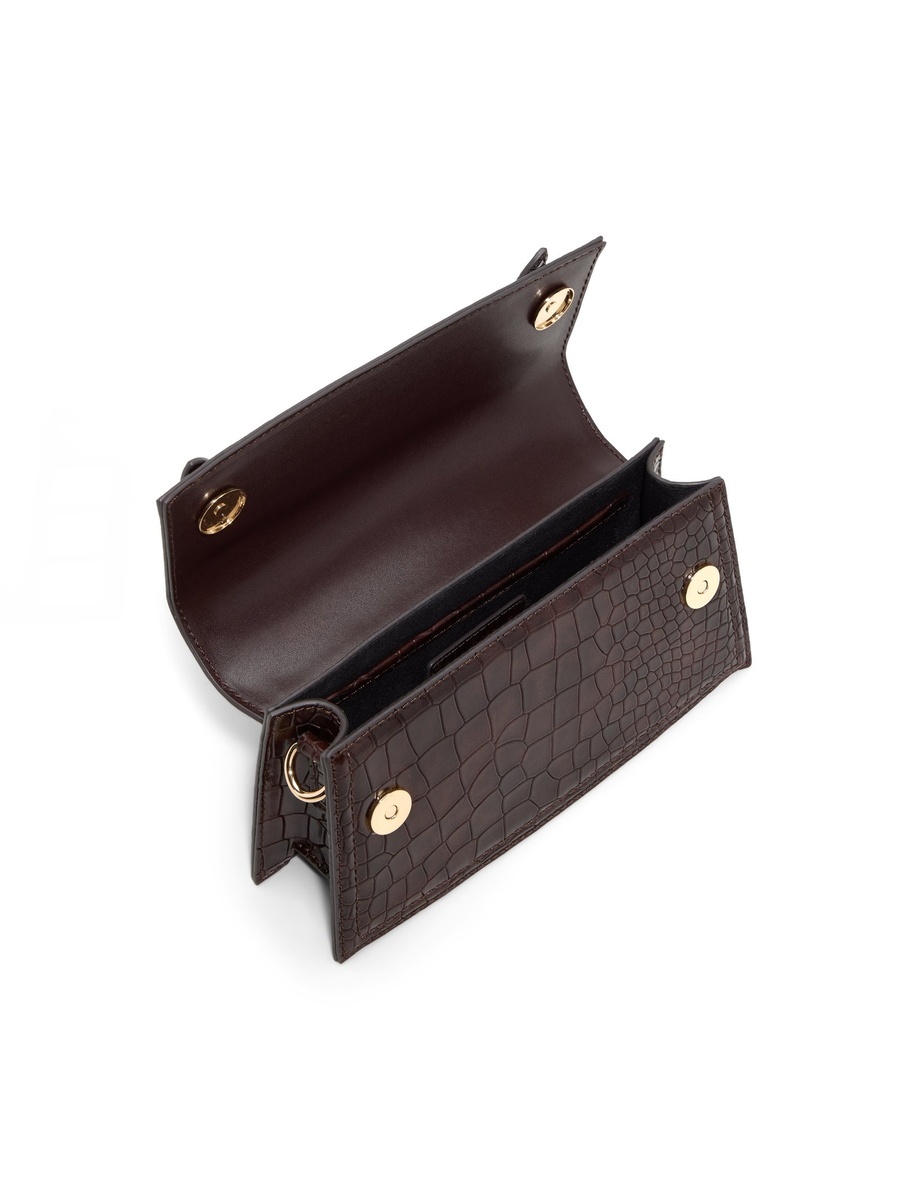 Women Coffee Brown Croc Embossed Handbag