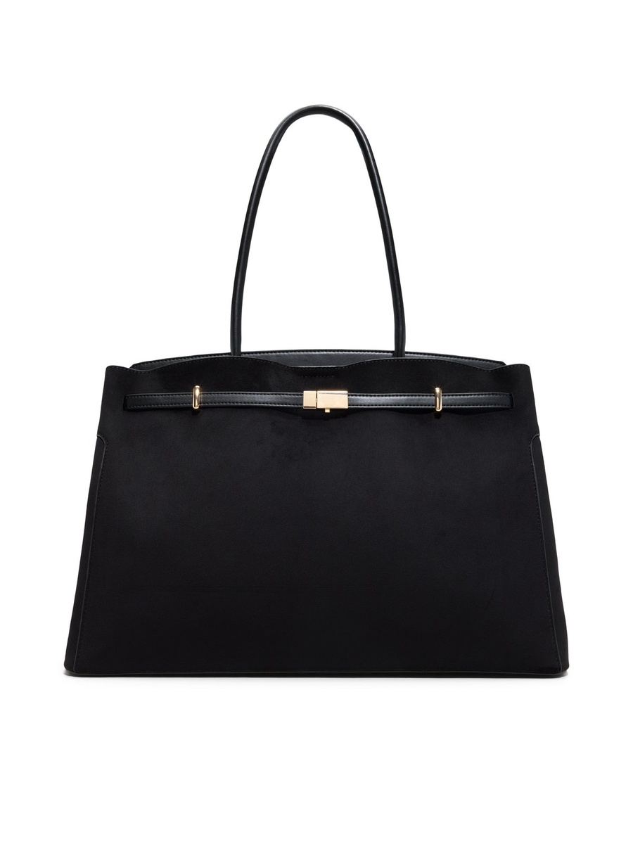 Women Black Plain Handbag