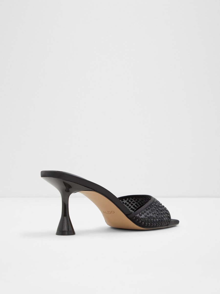 Women Black Embellished Mid Heel Sandals