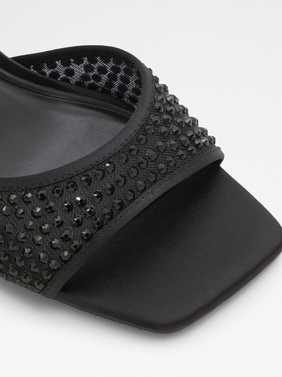 Women Black Embellished Mid Heel Sandals