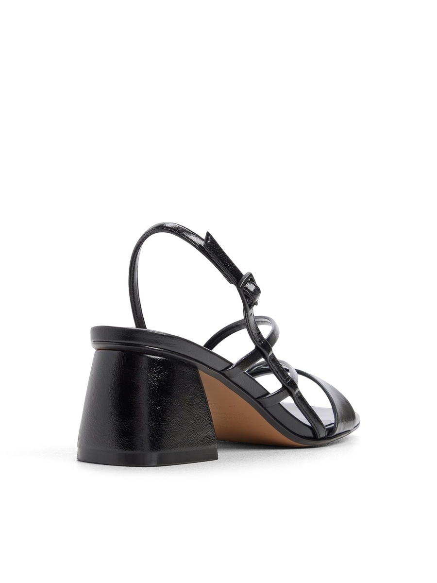 Black Strappy Mid-Heel Sandals