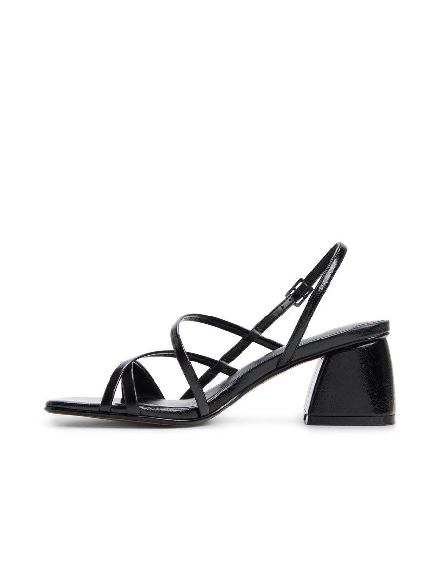 Black Strappy Mid-Heel Sandals