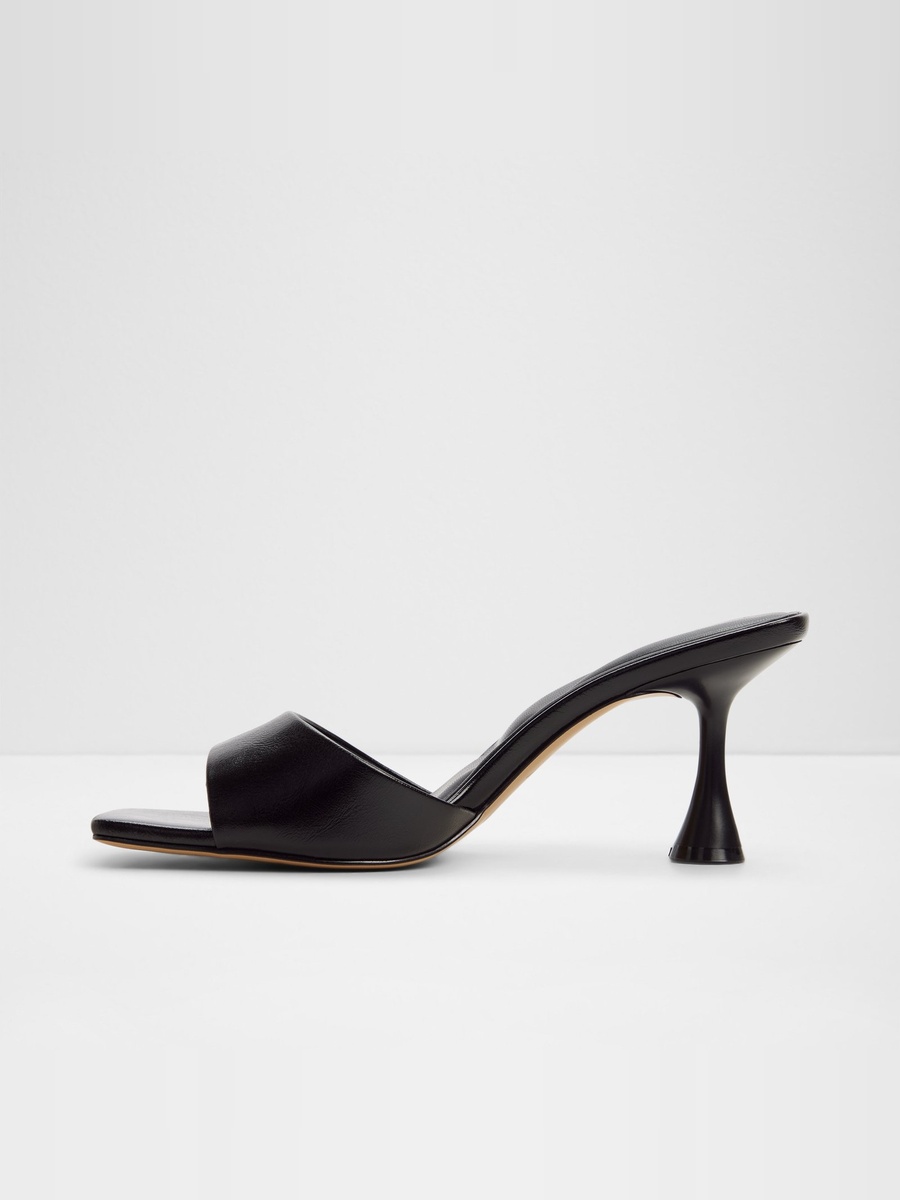Women Black Mid Heel Sandals
